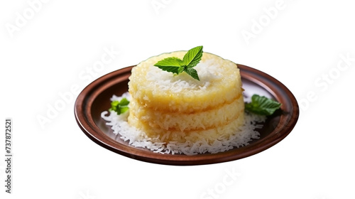 Coconut rice cakes served on a beautiful plate.