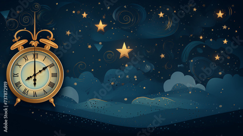 Background lullaby good night clock stars and moon 