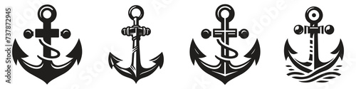 Anchor icon. Anchor Flat icon symbol Vector. Anchor icon set. Anchor symbol set. Anchor marine icon. simple illustration graphic doodle black design