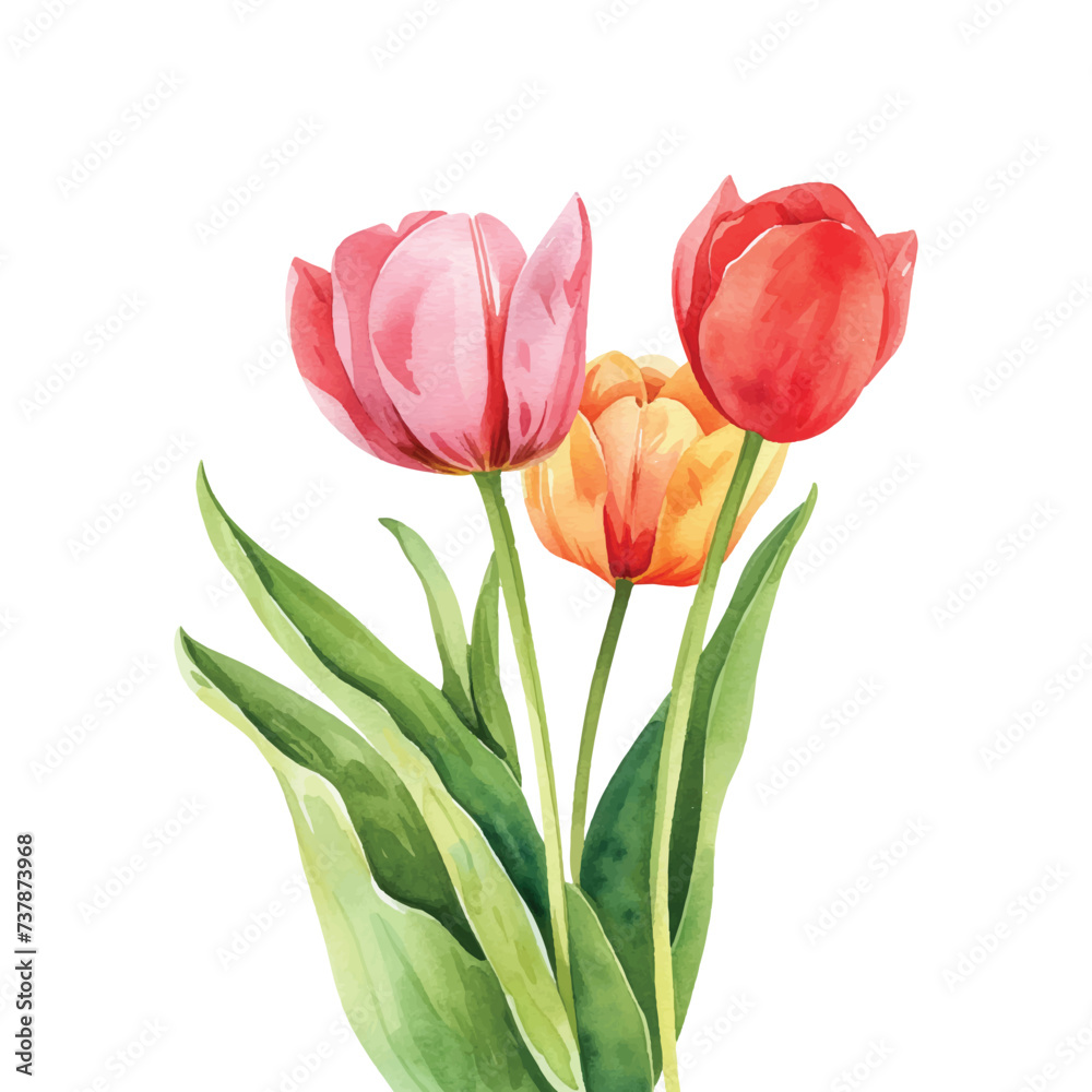 three colorful bouquet of tulips flowers on white background three colorful bouquet of tulips flowers on white background