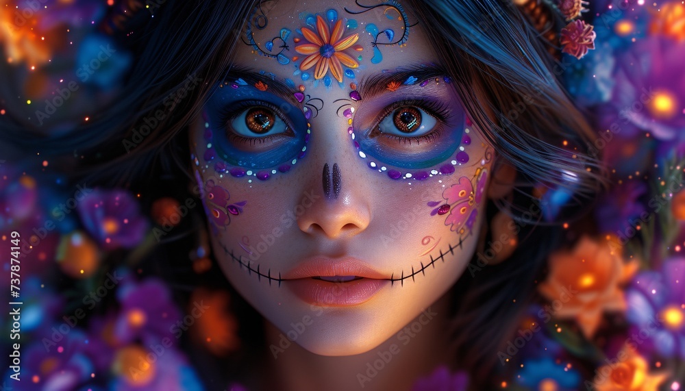 Celebrate DÃa de los Muertos with a Vibrant Face Paint Design Generative AI Celebrate DÃa de los Muertos with a Vibrant Face Paint Design Generative AI