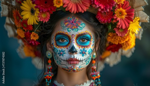 Celebrate DÃ­a de los Muertos with a Vibrant Sugar Skull Makeup Look Generative AI