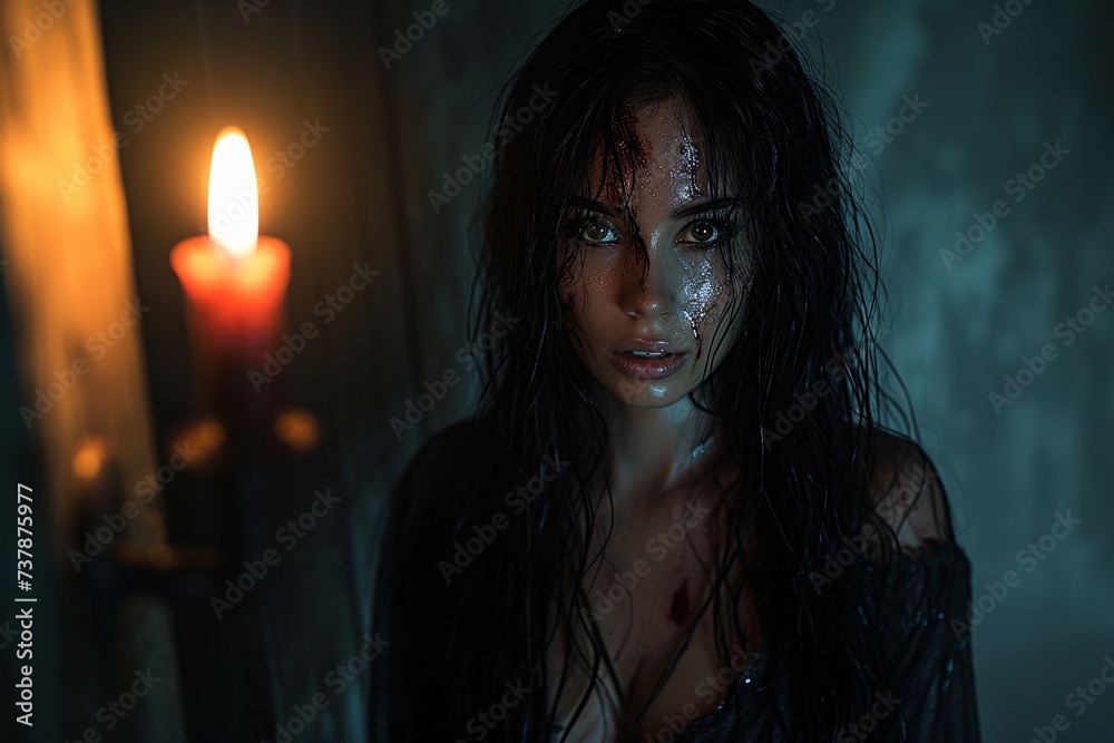 Hauntingly Beautiful A Dark and Dramatic Portrait of a Woman Generative AI Hauntingly Beautiful A Dark and Dramatic Portrait of a Woman Generative AI