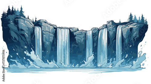 Abstract waterfall with cascading water  representing the beauty and power of waterfalls. simple Vector art