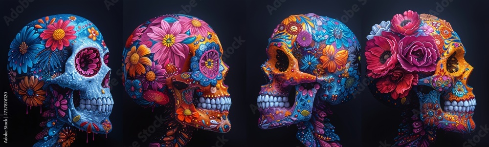 DÃ­a de los Muertos Skull Art A Vibrant Celebration of Life and Death Generative AI