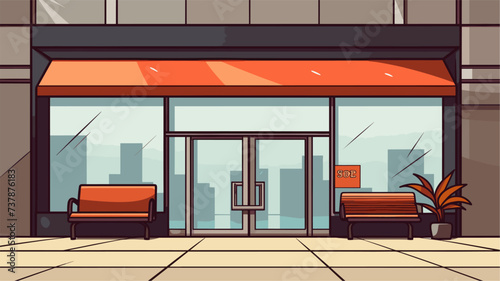 Abstract storefront with sale sign  symbolizing retail and storefront advertising. simple Vector art