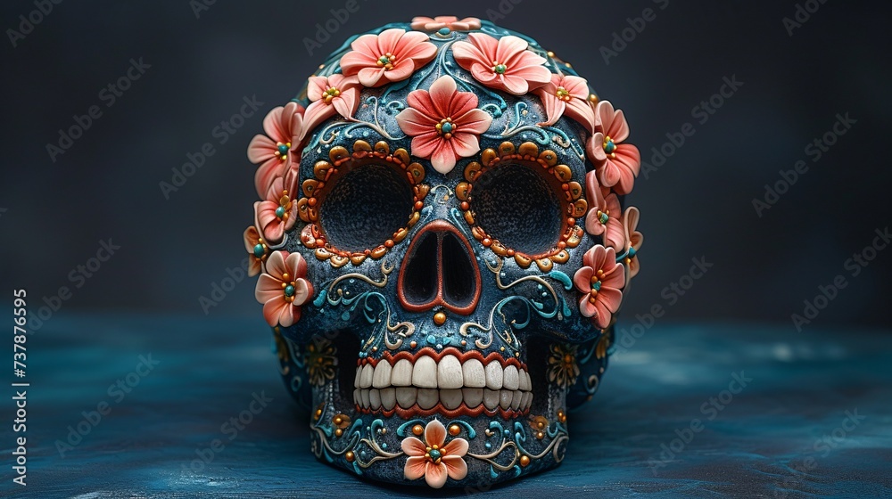 Flowered Skull A Monthly Celebration of Life and Death Generative AI
