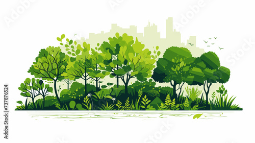 Abstract save the forests with tree and leaves  representing conservation of woodland. simple Vector art photo