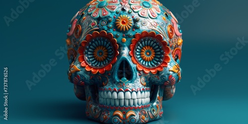 DÃ­a de los Muertos Skull Decoration Generative AI