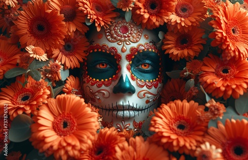 Calavera Catrina A Flower-Filled Face for the Day of the Dead Generative AI