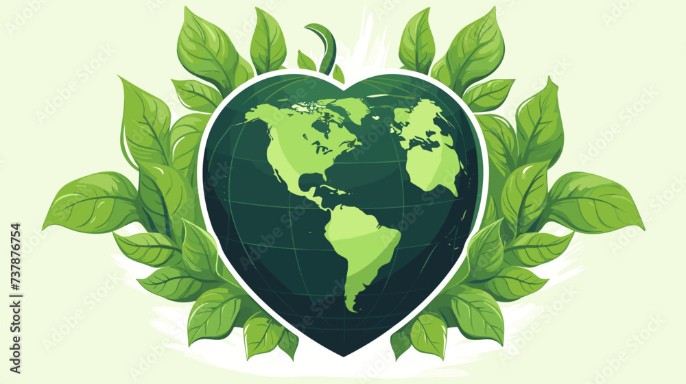 Abstract save the planet with a green heart representing the love and care for the Earth. simple Vector art Abstract save the planet with a green heart representing the love and care for the Earth. simple Vector art