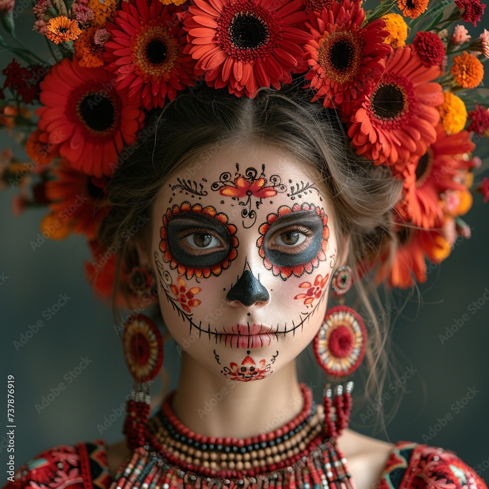 Skeleton Makeup Artist A Celebration of the Day of the Dead Generative AI