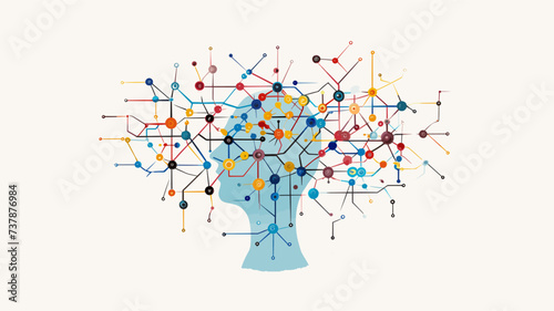 Abstract mind map with interconnected thoughts  symbolizing the intricacies of emotions. simple Vector art