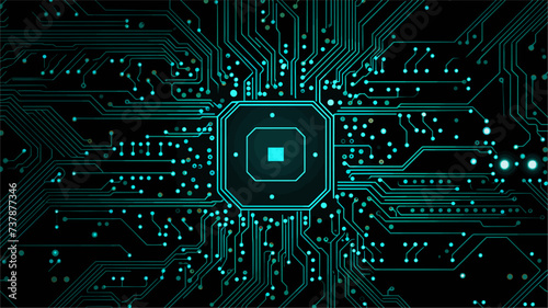 Abstract circuit board with virus particles  representing the contamination of electronic systems. simple Vector art