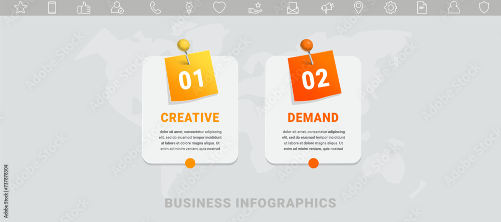 Infographic vector futuristic template with two steps and options ...