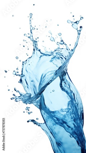 Blue water splash on a white background