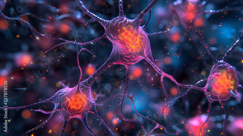 Abstract background with neuron cells, nervous system, microbiology concept photo