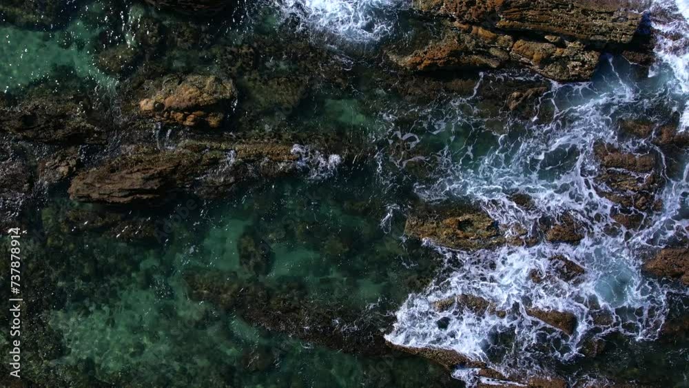Beautiful Indian Ocean coastline on the island of Sri Lanka, Mirissa. Top view, aerial video filming. Beautiful Indian Ocean coastline on the island of Sri Lanka, Mirissa. Top view, aerial video filming.