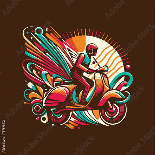 simple scooter vespa logo vector illustration