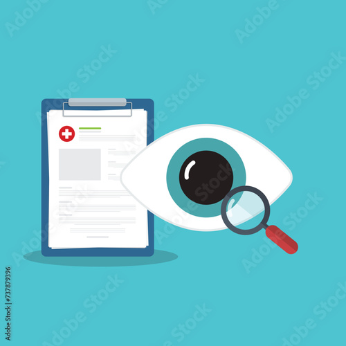 Eyesight medical consultation. Optometry. Eye protection. Ophthalmology vector illustration.	