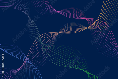 Blue background with various lines and curves creating a visually striking and dynamic composition
