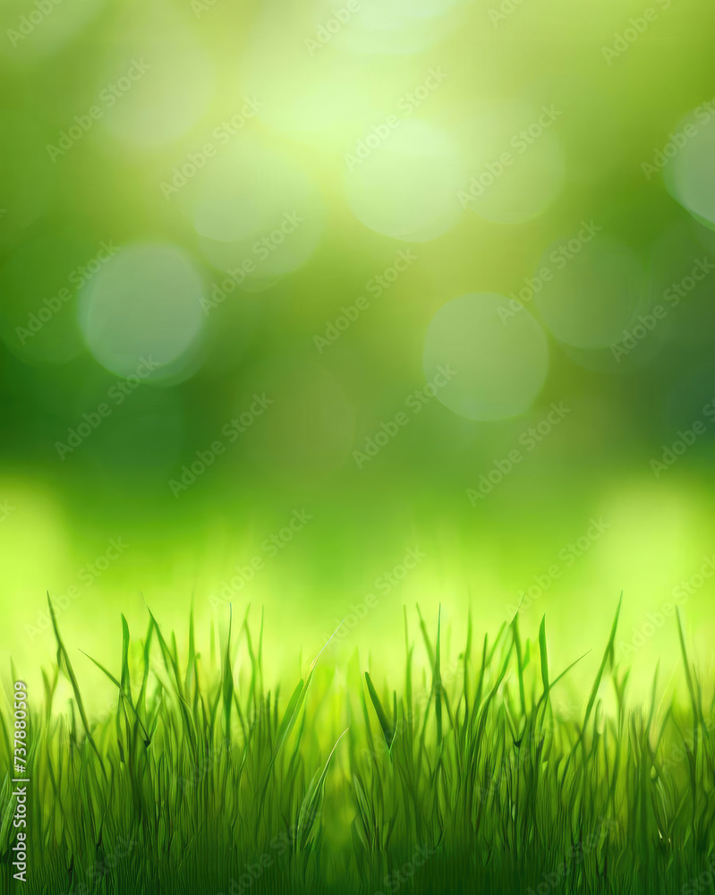 Spring or summer with grass field and natural green background