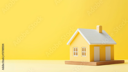 Wooden miniature house. Mortgage, buying a home, and investing in real estate theme