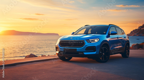Blue compact SUV car with sport and modern design © Salman