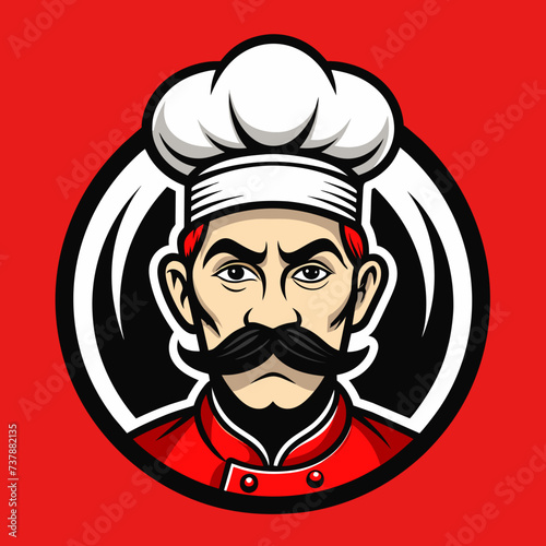 Mustache Chef for Kitchen Bar Restaurant Food Delicious Dish Menu logo design inspiration silhouette logo