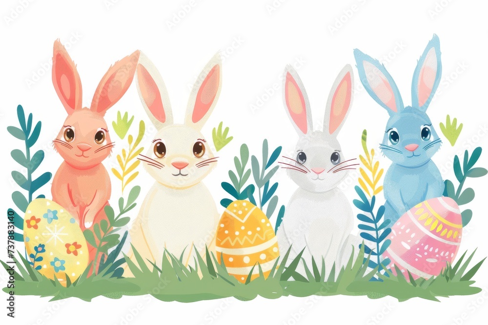 Happy Easter Eggs Basket sapphire blue. Bunny in flower easter orange slice decoration Garden. Cute hare 3d Flowering easter rabbit spring illustration. Holy week family card wallpaper Artisanal card Happy Easter Eggs Basket sapphire blue. Bunny in flower easter orange slice decoration Garden. Cute hare 3d Flowering easter rabbit spring illustration. Holy week family card wallpaper Artisanal card