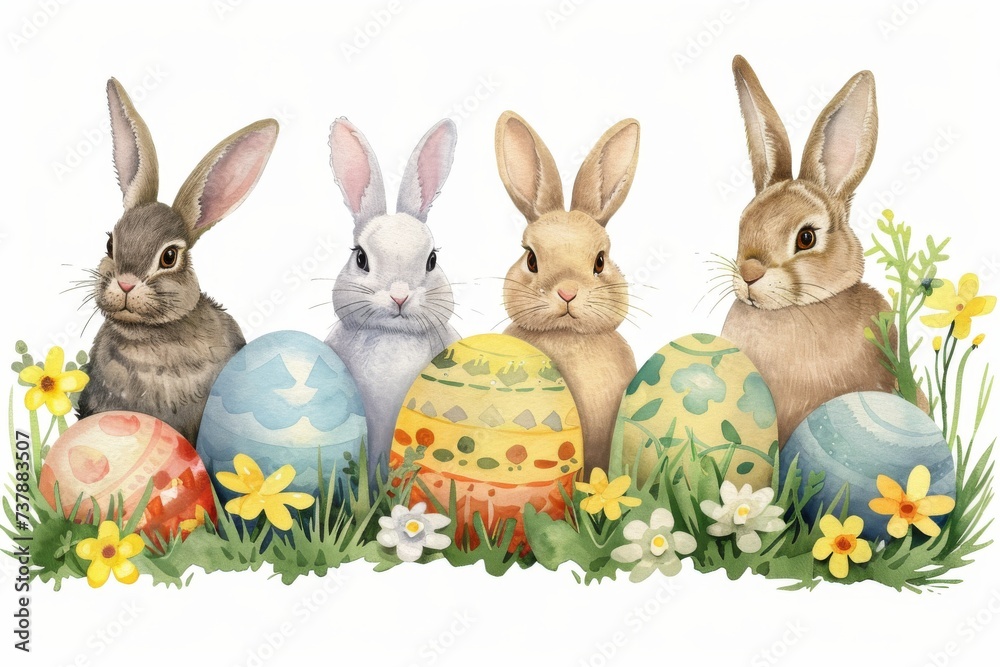 Happy Easter Eggs Basket prayer. Bunny in flower easter Fast decoration Garden. Cute hare 3d Friendhip easter rabbit spring illustration. Holy week ray tracing card wallpaper resurrection celebration Happy Easter Eggs Basket prayer. Bunny in flower easter Fast decoration Garden. Cute hare 3d Friendhip easter rabbit spring illustration. Holy week ray tracing card wallpaper resurrection celebration