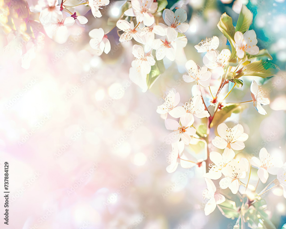 Blossoming flowers on a tree and lots of light