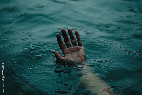 drowning while swimming, only someone's hand is visible