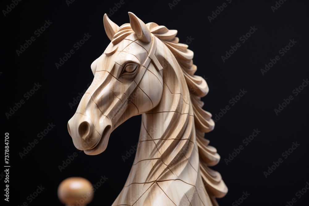 a wooden horse sculpture