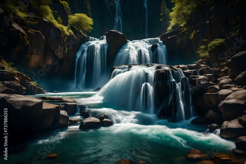 waterfall in yosemite generated by AI technology © abdur