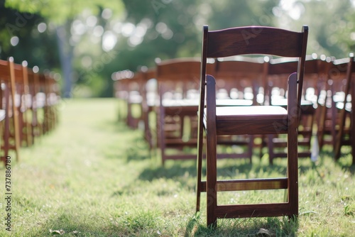 Chairs at the wedding ceremony. beautiful wedding ceremony in the park © Александр Лобач