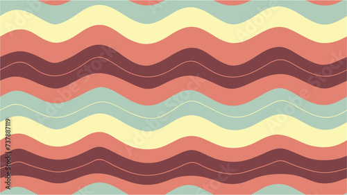 Ocean lines. Simple minimal doodle pop art. Vector color pattern. Seamless colorful vector background. Retro 70s Color seamless pattern. Seamless curve edged chevron background pattern.