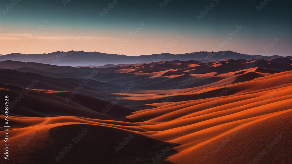 : mountains in the distance with a few sand dunes in the foreground