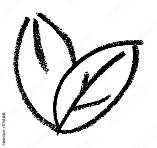 Ecology Leaf Icon - Crayon Chalk Drawing