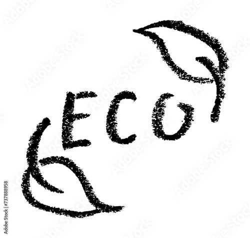 Eco Leaf Icon - Crayon Chalk Drawing