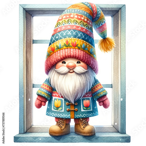 Gnome Spring Seasonal Watercolor Clipart Illustration