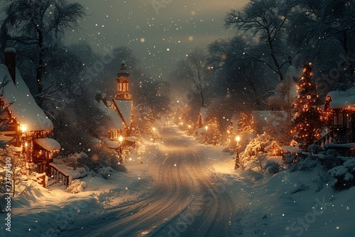 Snowy Night in December A Winter Wonderland Generative AI