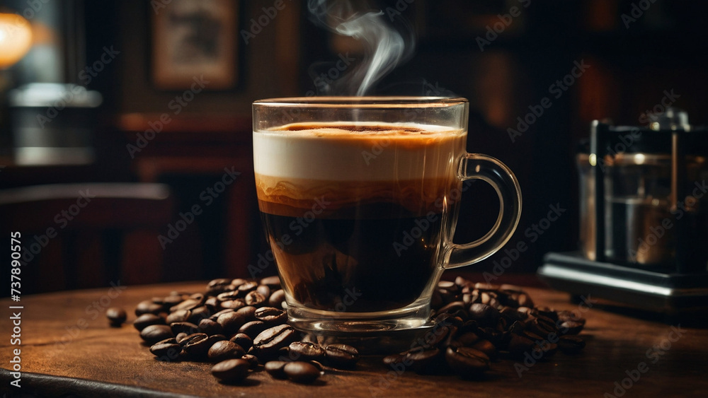 Fototapeta premium cup of coffee with beans