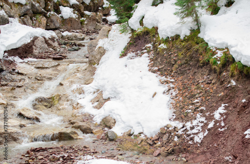 snow on the rocks