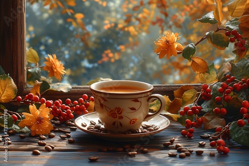 Autumn's Brew A Pumpkin Spice Latte in a Vintage Cup Generative AI