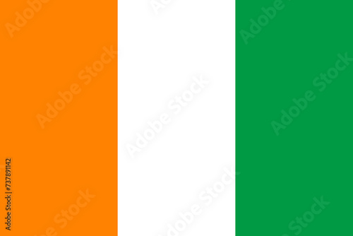 Close-up of Illustration of orange, white and green national flag of African country of Ivory Coast. Illustration made February 16th, 2024, Zurich, Switzerland. photo