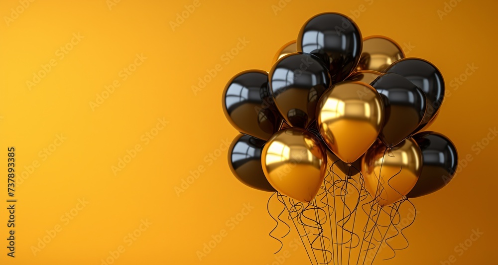 Golden Balloons with Black Ribbons A Celebration of the Month of Love Generative AI