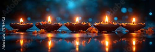 Fall's Flickering Flames A Glowing Display of Diwali Lights Generative AI