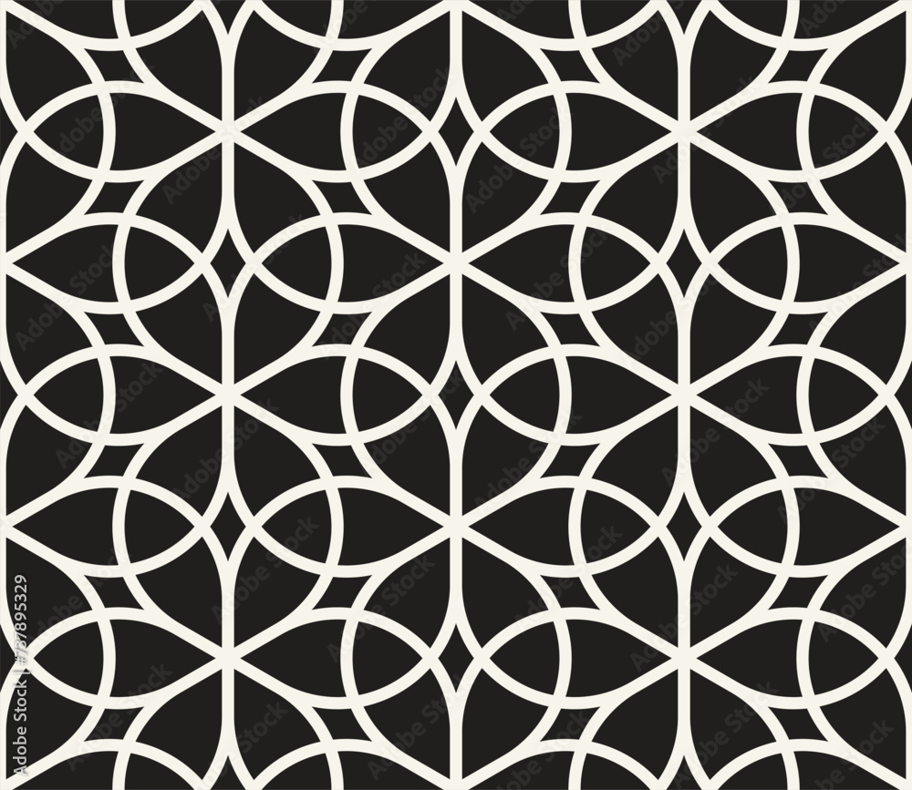 Naklejka premium Vector seamless pattern. Repeating geometric elements. Stylish monochrome background design.