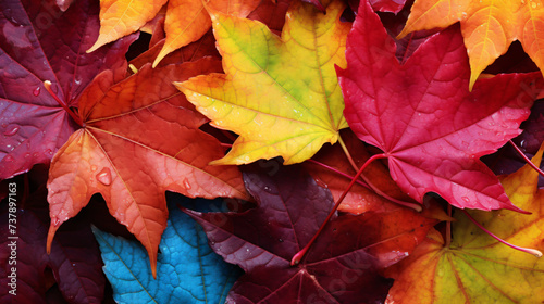 Brightly colored maple leaves during autumn